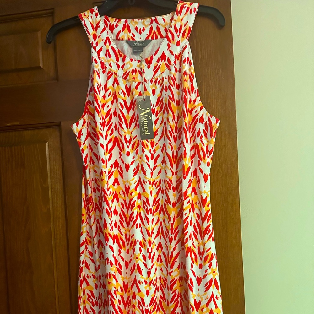 Women’s colorful sleeveless summer dress.